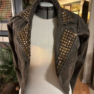 Nikibiki Studded Leather Jacket in Brown and Gold
